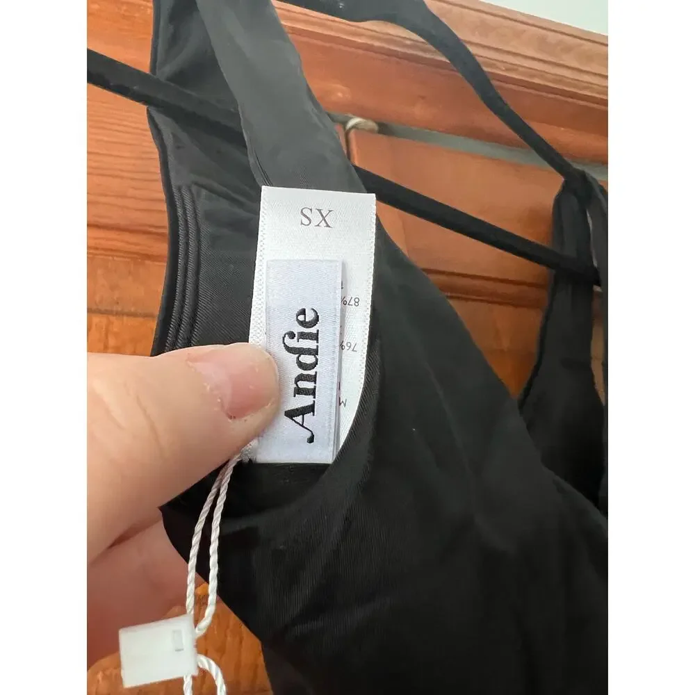 NWT Andie Women's The Belmar One Piece Swimsuit Smooth Black Size XS